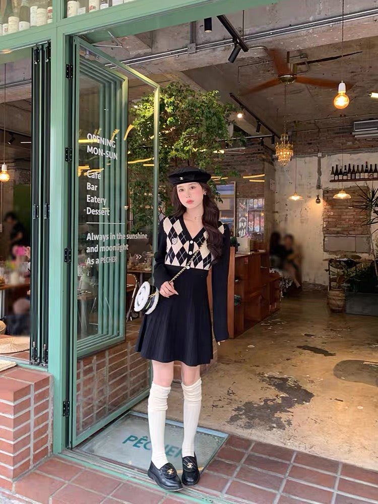 Zhang Daren plus size women's clothing can be salty or sweet age-reducing knitted skirt fat mm vitality playful college style slimming dress