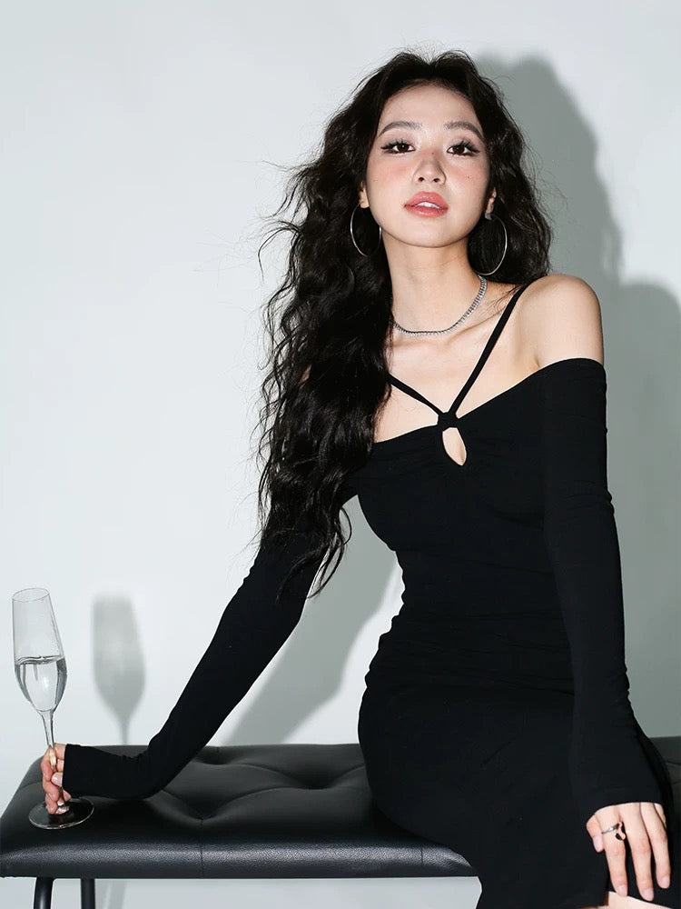 One-shoulder dress, spring, autumn and winter, sexy strapless tube top Lee Nhi Boutique One-shoulder dress, spring, autumn and winter, sexy strapless tube top Lee Nhi Boutique