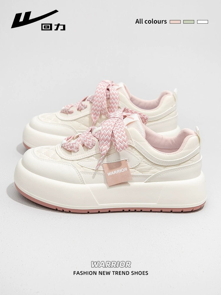 Pull back white shoes for women 2024 spring new student ins versatile thick-soled niche shoes casual sports bread shoes