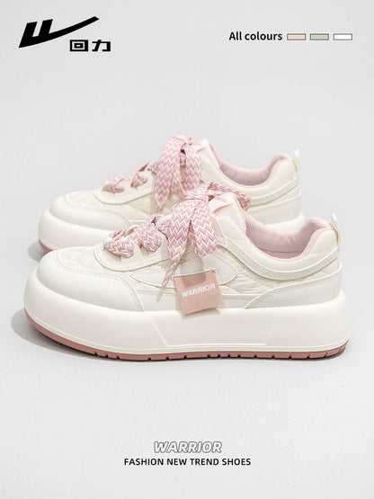 Pull back white shoes for women 2024 spring new student ins versatile thick-soled niche shoes casual sports bread shoes