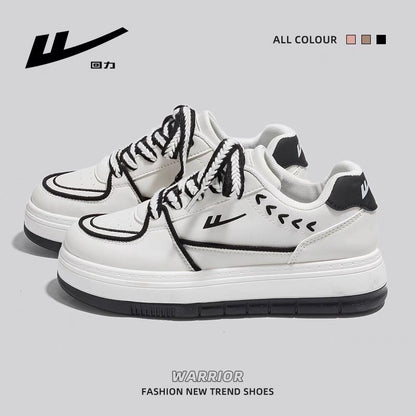 Pull back small white shoes women's 2023 autumn new thick-soled niche design wheat ears casual all-match students black and white sneakers