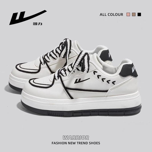 Pull back small white shoes women's 2023 autumn new thick-soled niche design wheat ears casual all-match students black and white sneakers