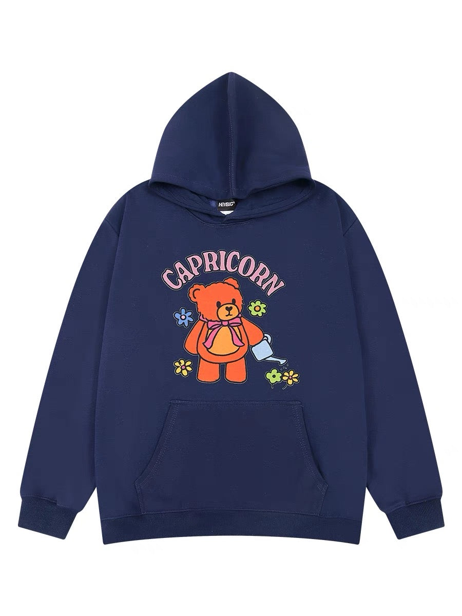 Trendy brand loose hooded sweatshirt for men in autumn and winter 2023 new oversize top hoodie national trend bear jacket