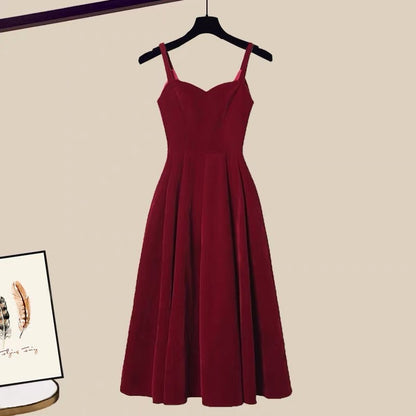 Pure and sweet suit for women in autumn new women's dopamine with a sweater rose red skirt two-piece set