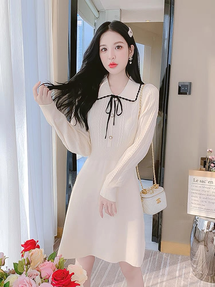 Xiaoxiangfeng knitted dress for women in autumn and winter 2023 new style small French style inner bottoming skirt (D4440)