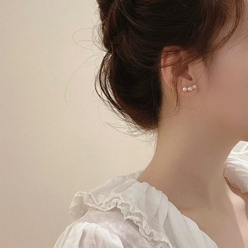 S925 silver needle unique design pearl earrings for women winter niche earrings high-end light luxury small earrings exquisite earrings
