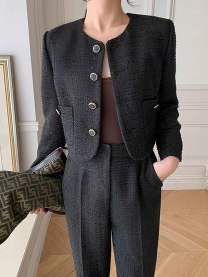 High-end European style suit, autumn and winter French style, ladylike temperament, western style, fashionable age-reducing two-piece trousers (S2224)