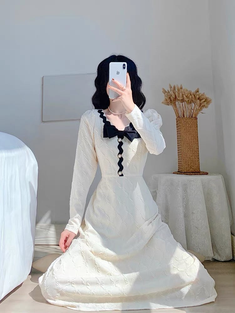 Autumn clothing 2023 new women's French romantic slim slim temperament skirt long-sleeved bottoming high-end dress