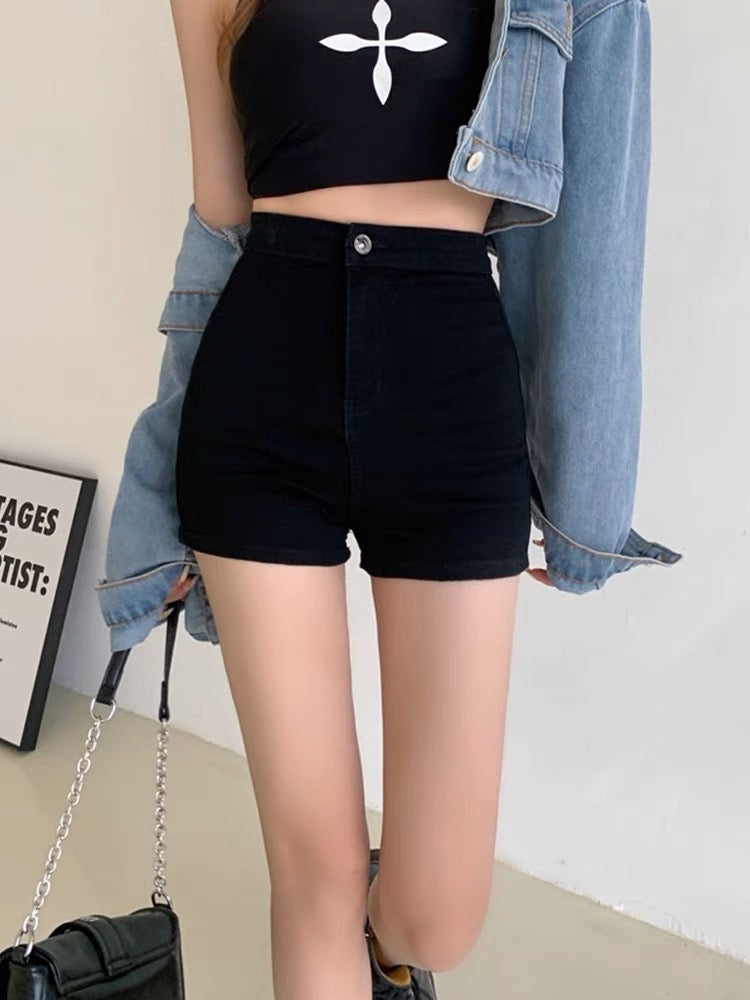 Small black jeans summer hot girl high waist thin A-line hot pants wom –  Lee Nhi Boutique