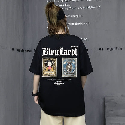 M's trendy brand black American street short-sleeved t-shirt women's summer new half-sleeved inner top hip-hop couple T-shirt