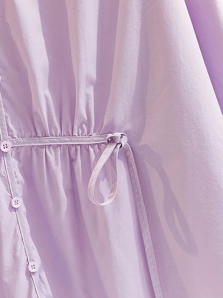100 yuan for three pieces. Contact customer service to change the price after ordering. Purple V-neck, slim waist design. Loose solid color three-quarter sleeves.