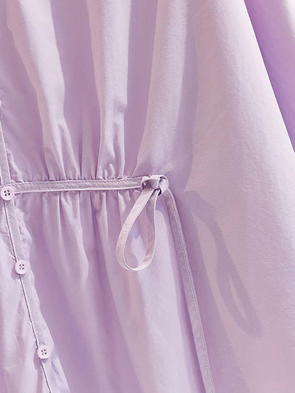 100 yuan for three pieces. Contact customer service to change the price after ordering. Purple V-neck, slim waist design. Loose solid color three-quarter sleeves.