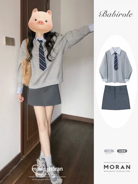 Dairy wear autumn suit college wind sweater top skirt two-piece suit small tall sense of thin