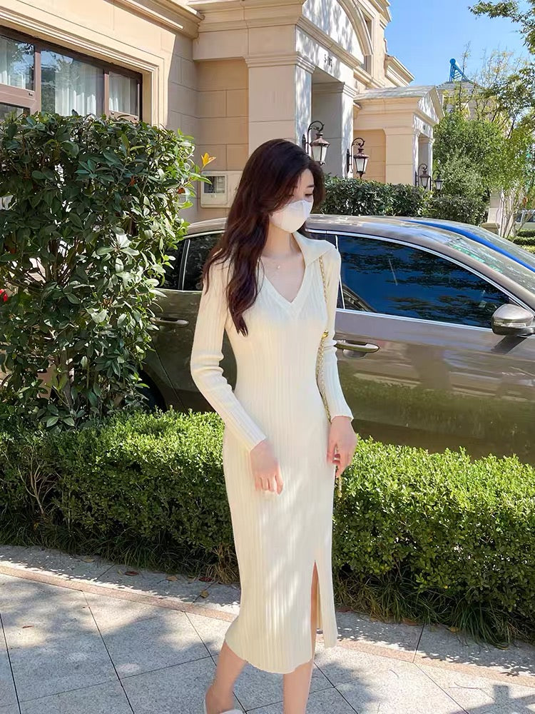 sachin and babi light blue dress Lin Yaner white knitted dress autumn and winter women's clothing 2022 – Lee  Nhi Boutique