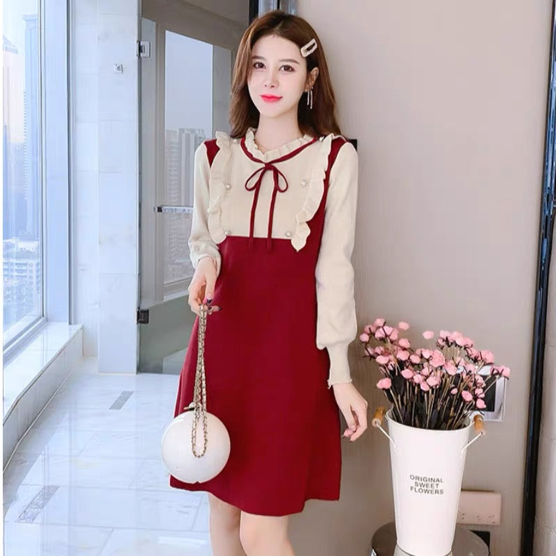 New Year Red Sweater Dress Women's Spring Clothing 2023 New Autumn and Winter Fashion High-End Age-Reducing Knitted Bottoming Skirt