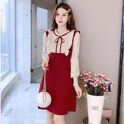 New Year Red Sweater Dress Women's Spring Clothing 2023 New Autumn and Winter Fashion High-End Age-Reducing Knitted Bottoming Skirt