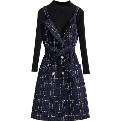 Xiaoxiangfeng suspender dress women's autumn clothing 2023 early autumn new style complete set of temperament two-piece suit