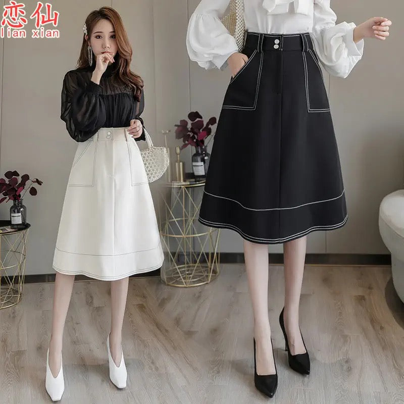 Big Swing Umbrella Skirt Women's 2023 Autumn and Winter New High Waist A-Line Skirt Versatile Hepburn Skirt Mid-Length Puff Skirt