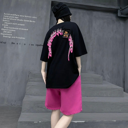 M's trendy street brand loose summer sports suit women's new short-sleeved T-shirt shorts two-piece set European women's clothing