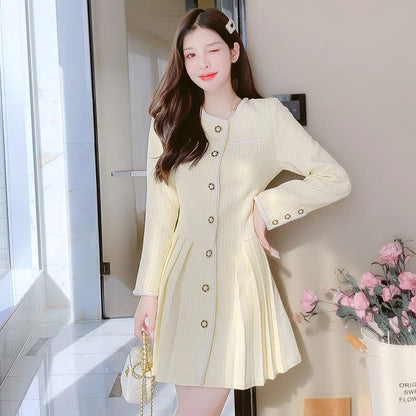 lolita small fragrant dress women's autumn and winter 2023 new style temperament small high-end sense waist slimming