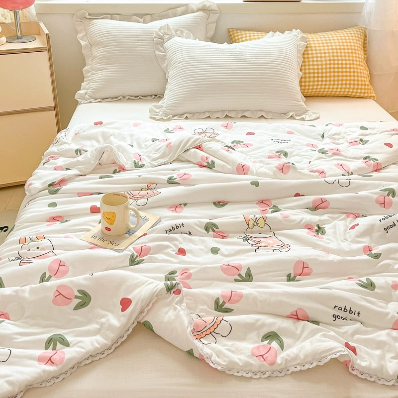 Class A soybean fiber knitted cotton summer cool quilt machine washable summer children's thin quilt spring and autumn summer air conditioning quilt