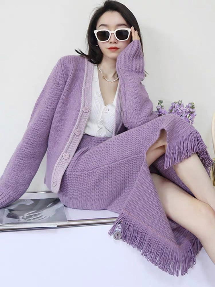 2023 New Early Autumn Xiaoxiangfeng Salt Style Dressing Royal Sister Temperament Socialite High-Quality Knitted Skirt Two-piece Suit for Women (S7771)