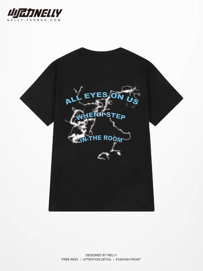 Trendy loose cotton short-sleeved T-shirt men's summer American street hip-hop 2023 new Hong Kong style half-sleeved T-shirt t