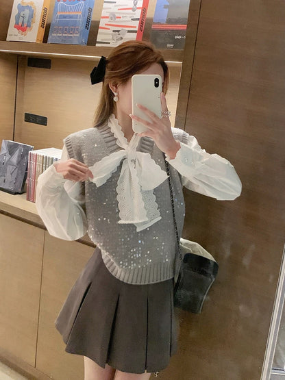 [01.22 New Products 5% Off] French Palace Style Shirt Women's 2024 Spring New Design Bow Top
