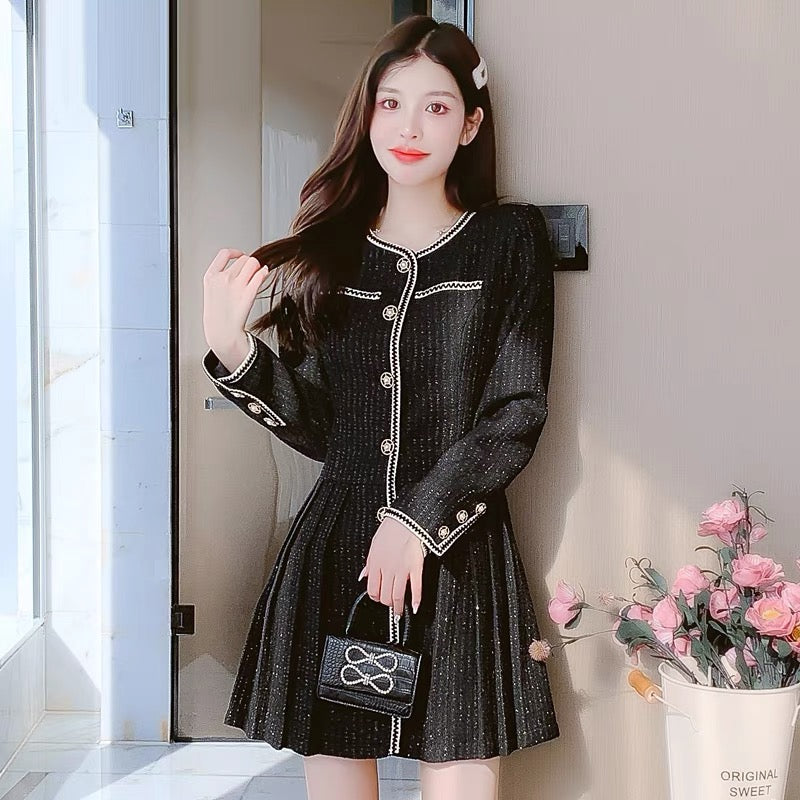 lolita small fragrant dress women's autumn and winter 2023 new style temperament small high-end sense waist slimming