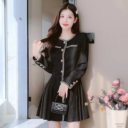 lolita small fragrant dress women's autumn and winter 2023 new style temperament small high-end sense waist slimming