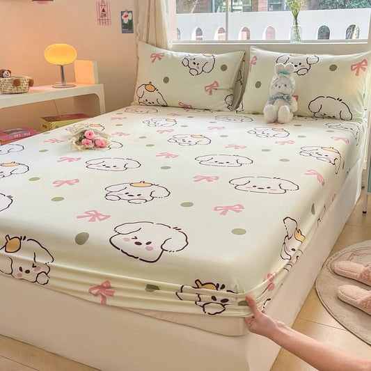Cotton bed sheet single piece pure cotton bed cover dust cover summer children single mattress anti-slip protective cover three-piece set