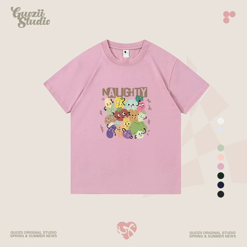 Guozii cute puppy raglan short-sleeved T-shirt female original design small oversize pure cotton top summer