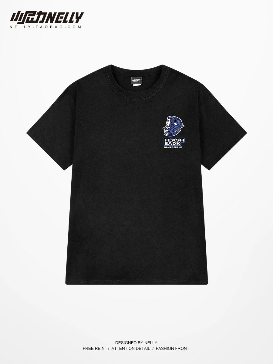 Heavy cotton t-shirt cartoon letters European and American high street men and women American wear short-sleeved oversize half-sleeved couple