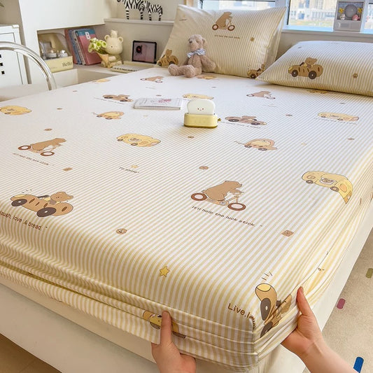 A-grade mother and baby grade pure cotton fitted sheet, single piece, pure cotton mattress protector, bed cover, dust cover, bed cover, 1.5 three-piece set