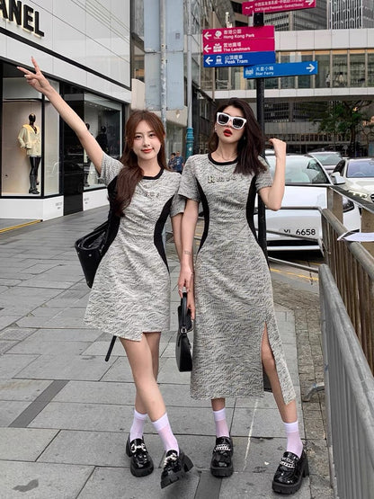 Ms. Zhang's temperament socialite slimming dress women's plus size fat mm slim waist long skirt sweet and spicy style A-line skirt summer (D621)