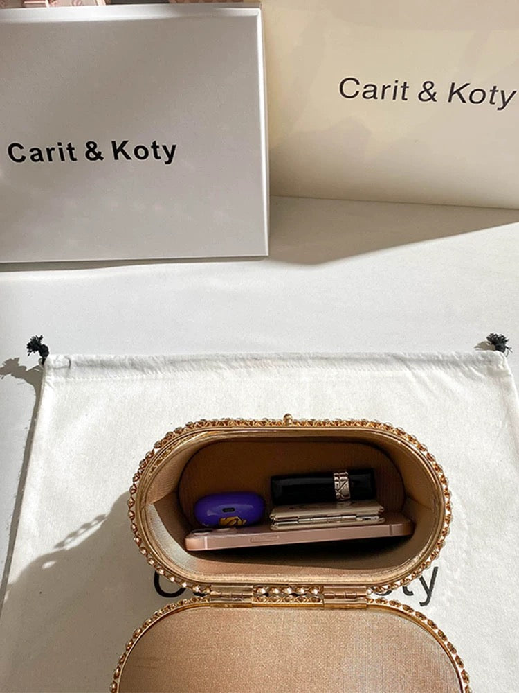 Carit Koty French niche bucket bag women's summer 2023 new pearl rhinestone chain bag portable box