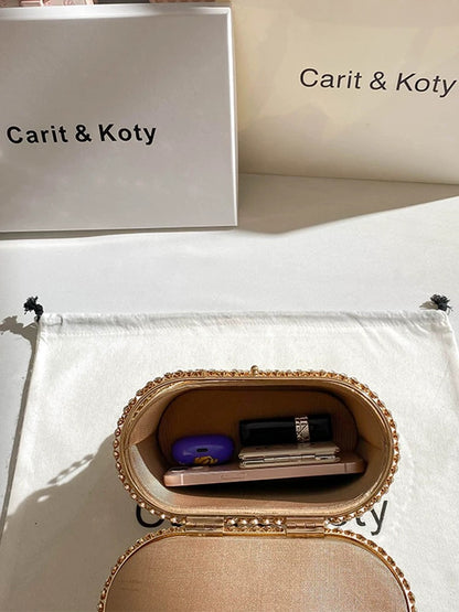 Carit Koty French niche bucket bag women's summer 2023 new pearl rhinestone chain bag portable box