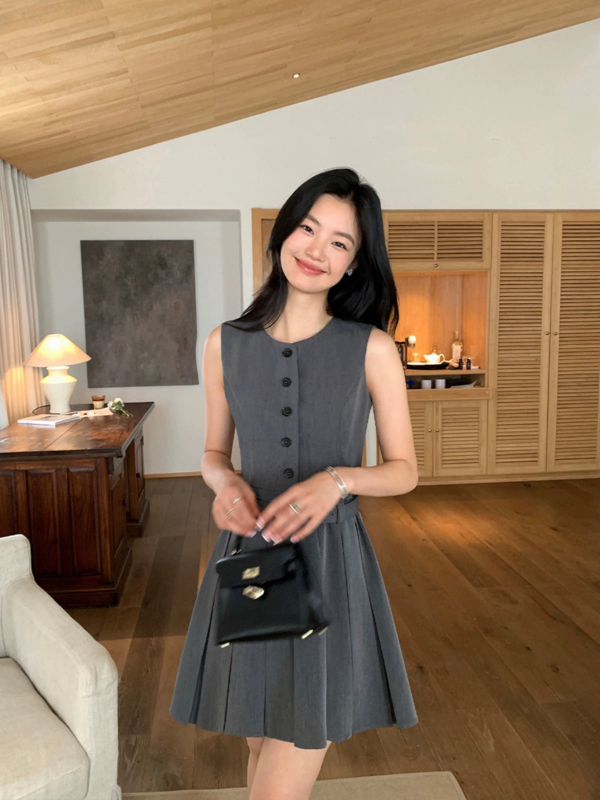 pusumede black halter dress female temperament loose large swing sleeveless off-shoulder French holiday style long dress