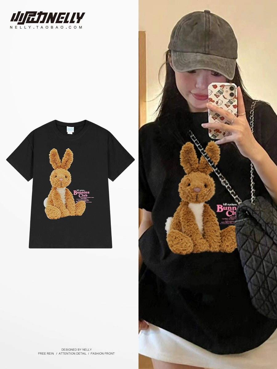 ins Harajuku style Hong Kong style short-sleeved T-shirt bf loose Korean version 2024 spring and summer student chic Hong Kong style tops for men and women
