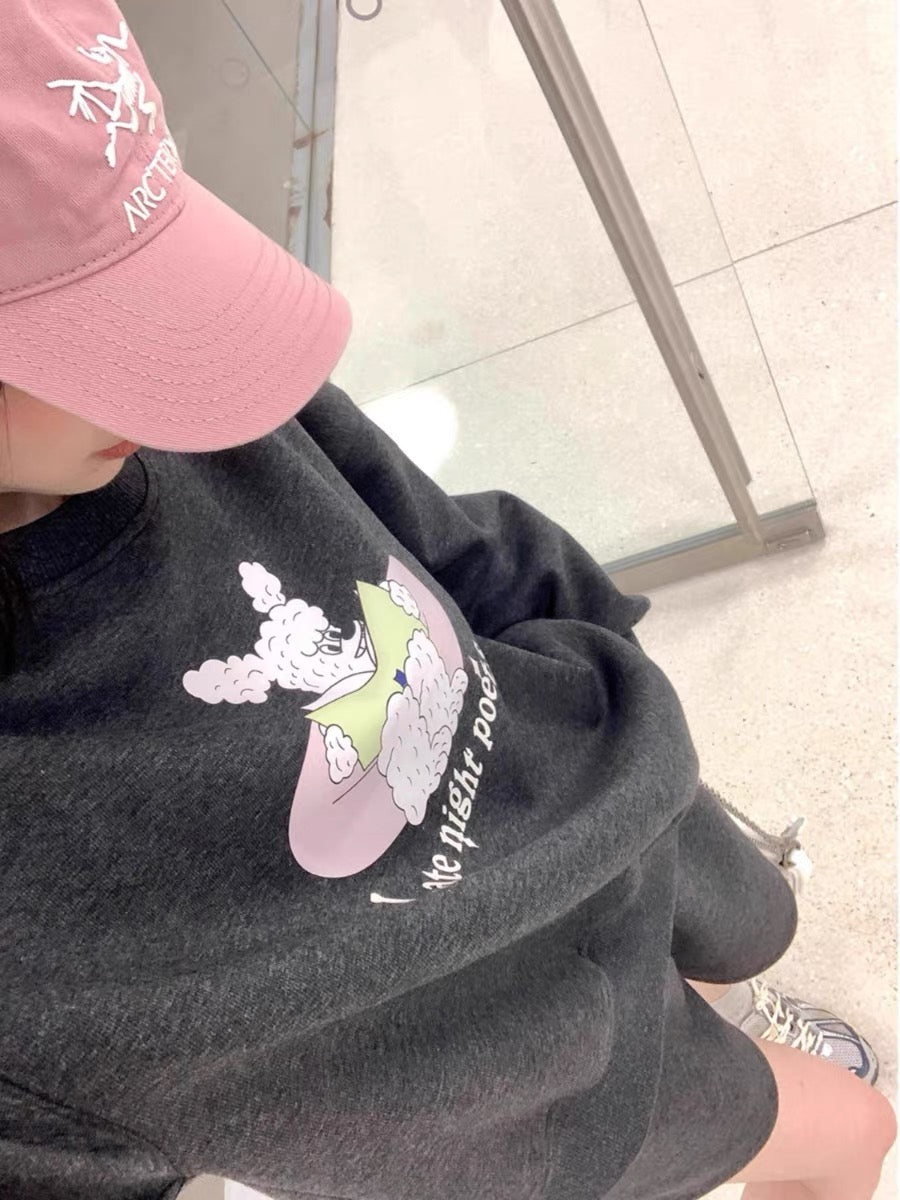 AHY sweatshirt suit for women 2023 early autumn new Korean version versatile casual lazy style street shorts two-piece set