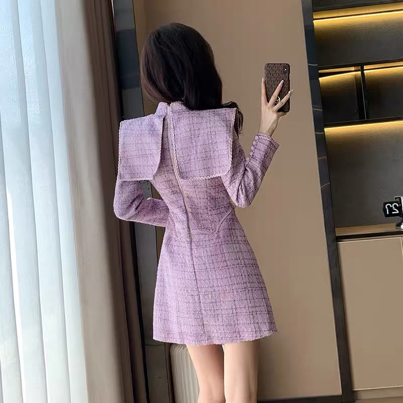 Autumn 2023 new style French style banquet dress, temperament, long-sleeved, niche and beautiful skirt for small women
