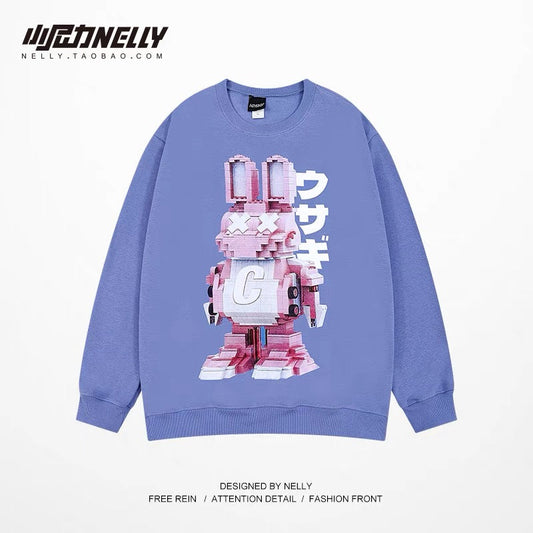 Sweater oversize high street men's spring and autumn 2023 new loose round neck hoodless American trendy brand ins long sleeves (N0927)