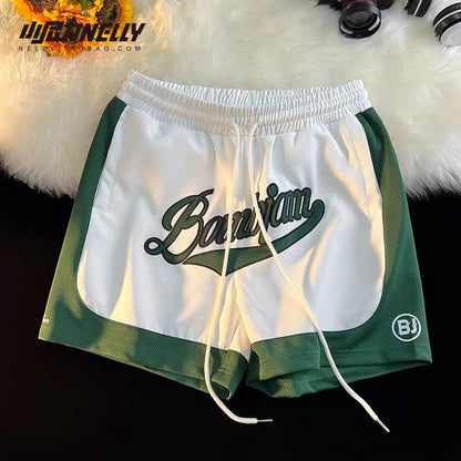Shorts men's trendy summer sports and leisure American heavy street trend hip-hop outer wear letter sweatpants five-quarter pants