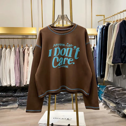 [Real-life shot from Xiao Ai's shop] Loose-fitting, retro, American-style relaxed crew-neck sweatshirt.