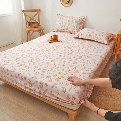 Bed sheet single piece washed cotton and linen bedspread 2023 new bed sheet Simmons mattress dustproof protective cover full package non-slip