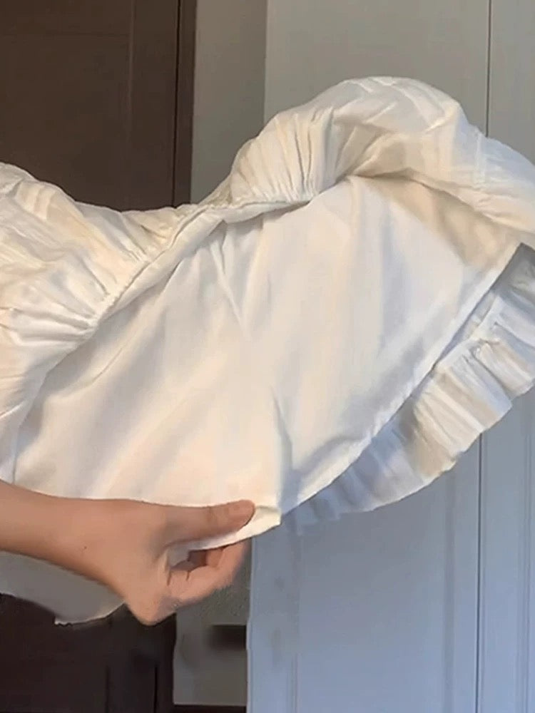Ballet style white skirt female early autumn 2024 new spring and autumn small cake tutu skirt ruffled short skirt