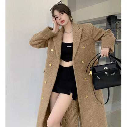 British style high-end goddess style Korean style woolen coat mid-length foreign style early spring and autumn 2023 new style (B9995)