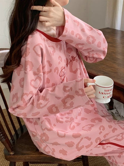 Pajamas for women, spring and autumn pure cotton long-sleeved with chest pad, 2023 new autumn and winter casual loving home clothes