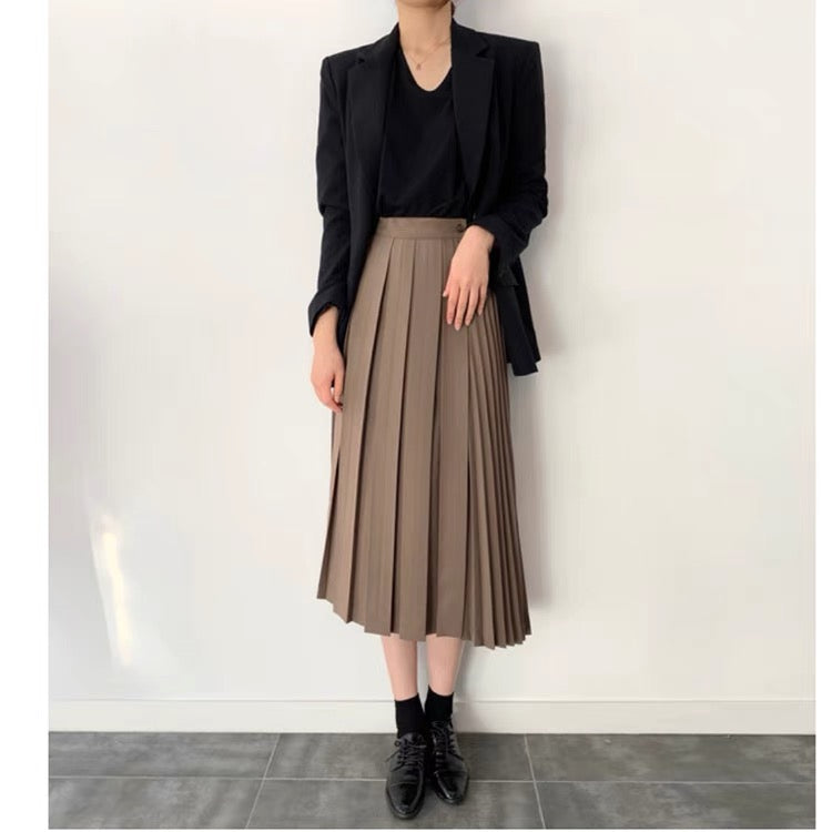2023 New Spring and Autumn Niche One-piece Suit Skirt A-Line Irregular Horse Face Pleated Long Half-length Skirt for Women T3484