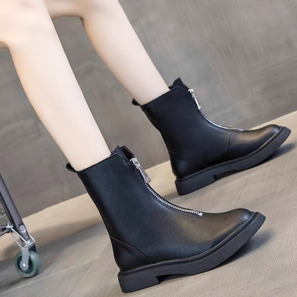 2023 New Guidi Ghost Emperor Women's Boots French Short Boots Autumn and Winter Single Boots Front Zipper Off-White Martin Boots Trendy